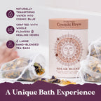 Purple Canyon bath tea bags with dried flowers and eucalyptus