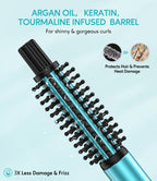 Farery three in one curling brush angled view showing the cool touch tip