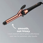 Conair 1-inch titanium curling iron profile view displaying the digital heat control buttons