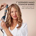 BaBylissPRO long hair curler 1 inch blue titanium barrel close up view