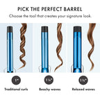 BaBylissPRO professional blue and silver salon curler handle details