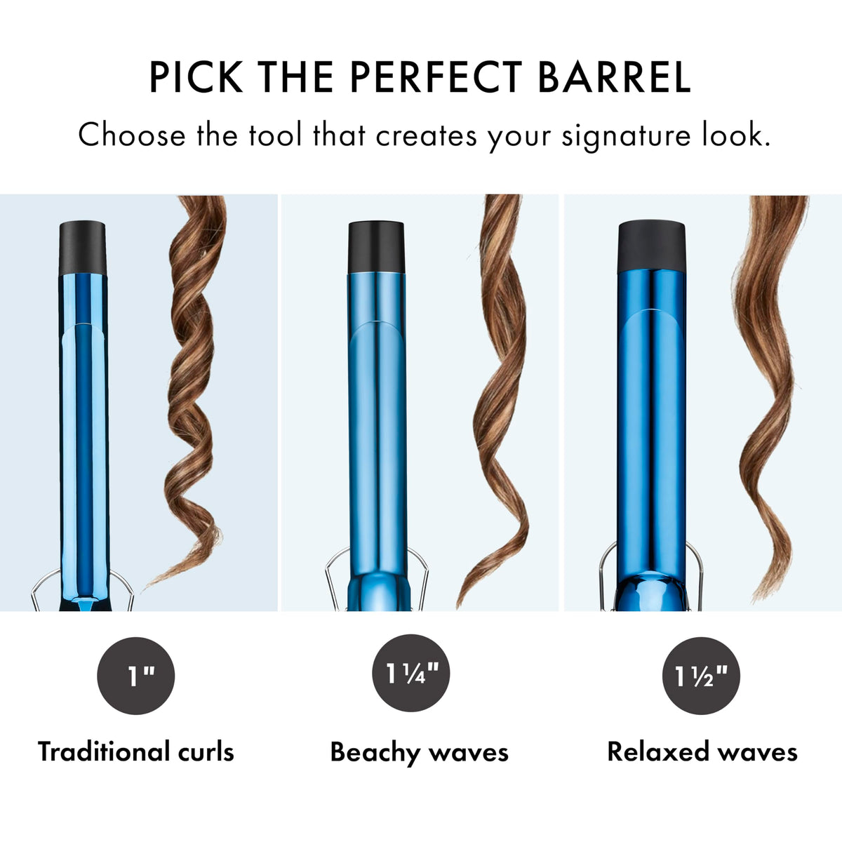 BaBylissPRO professional blue and silver salon curler handle details