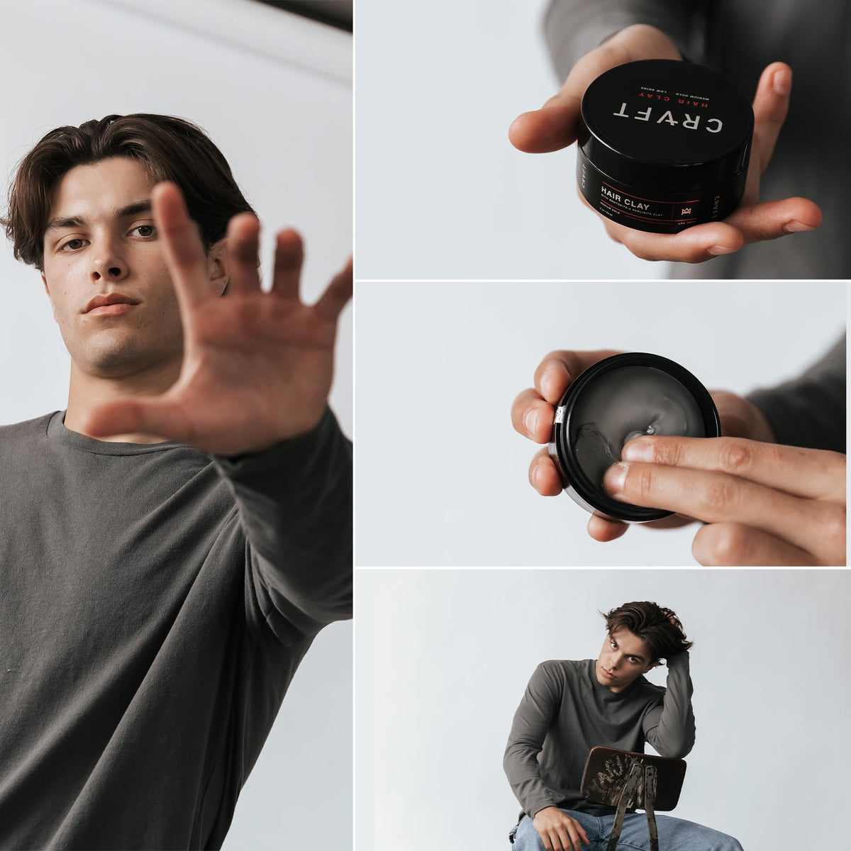 CRVFT imported men's hair grooming clay showcased against a clean background.