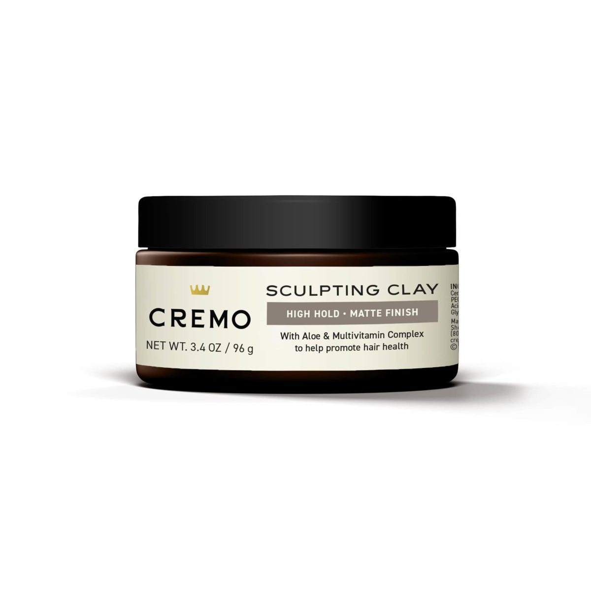 Side view of Cremo high hold hair styling clay