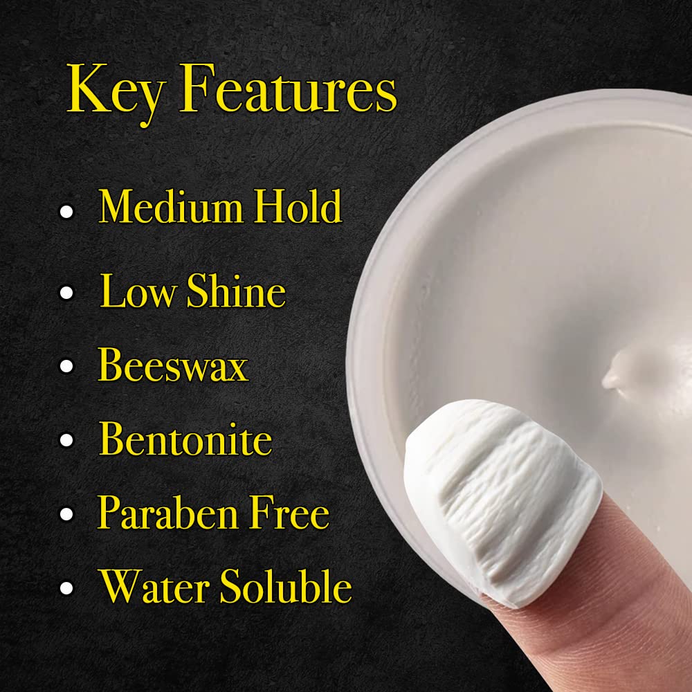 Pete And Pedro matte finish hair wax open container showing the texture of the styling clay