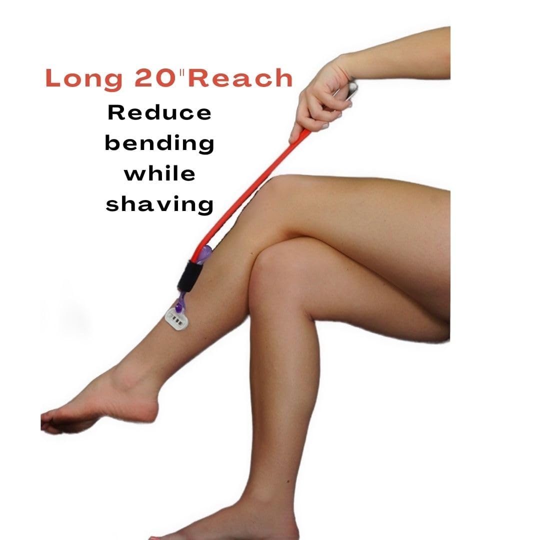 Close up of the universal elastic strap on the UltraFlexx long handle shaver