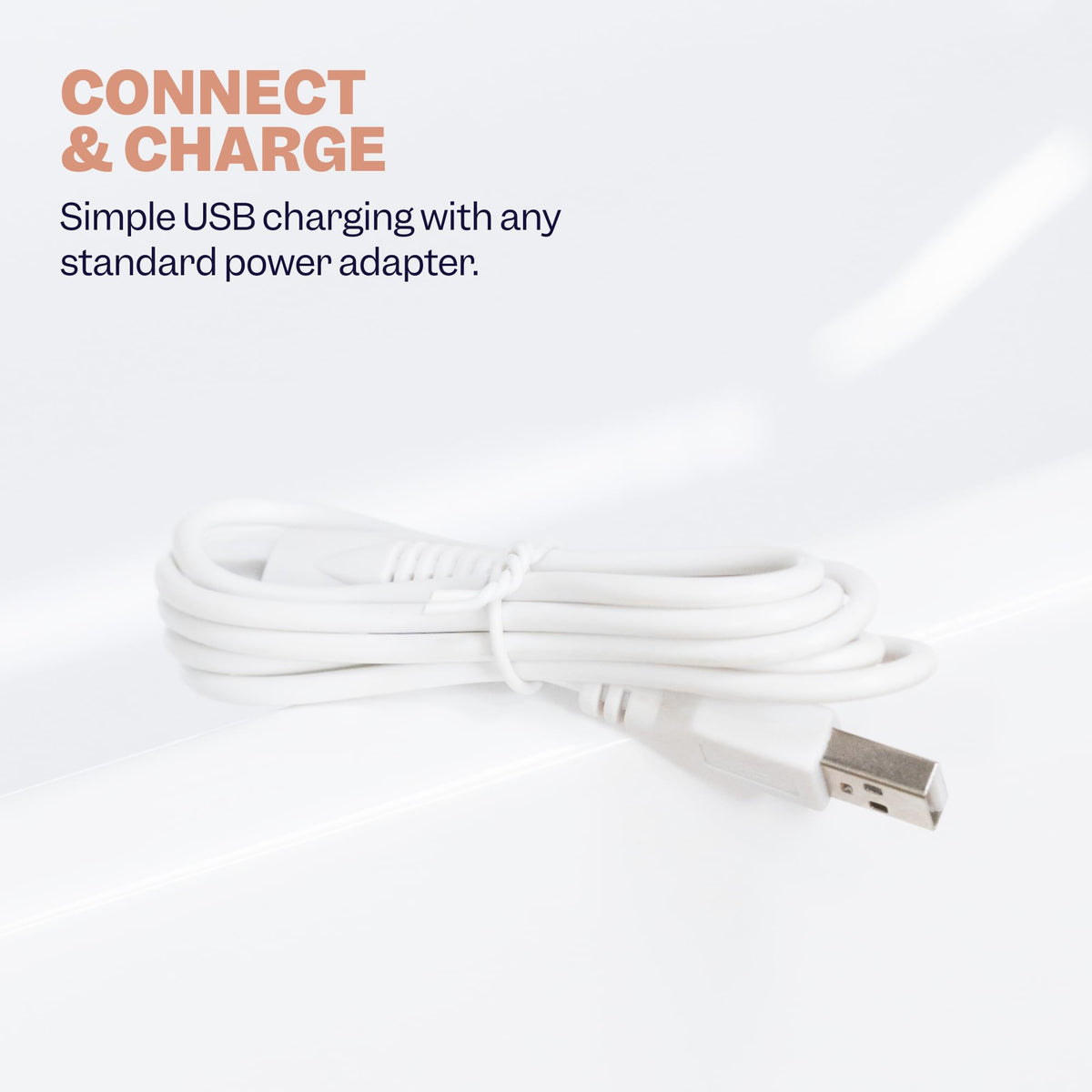Premium white Freebird shaver charger cable showcasing the universal USB-A connection interface.