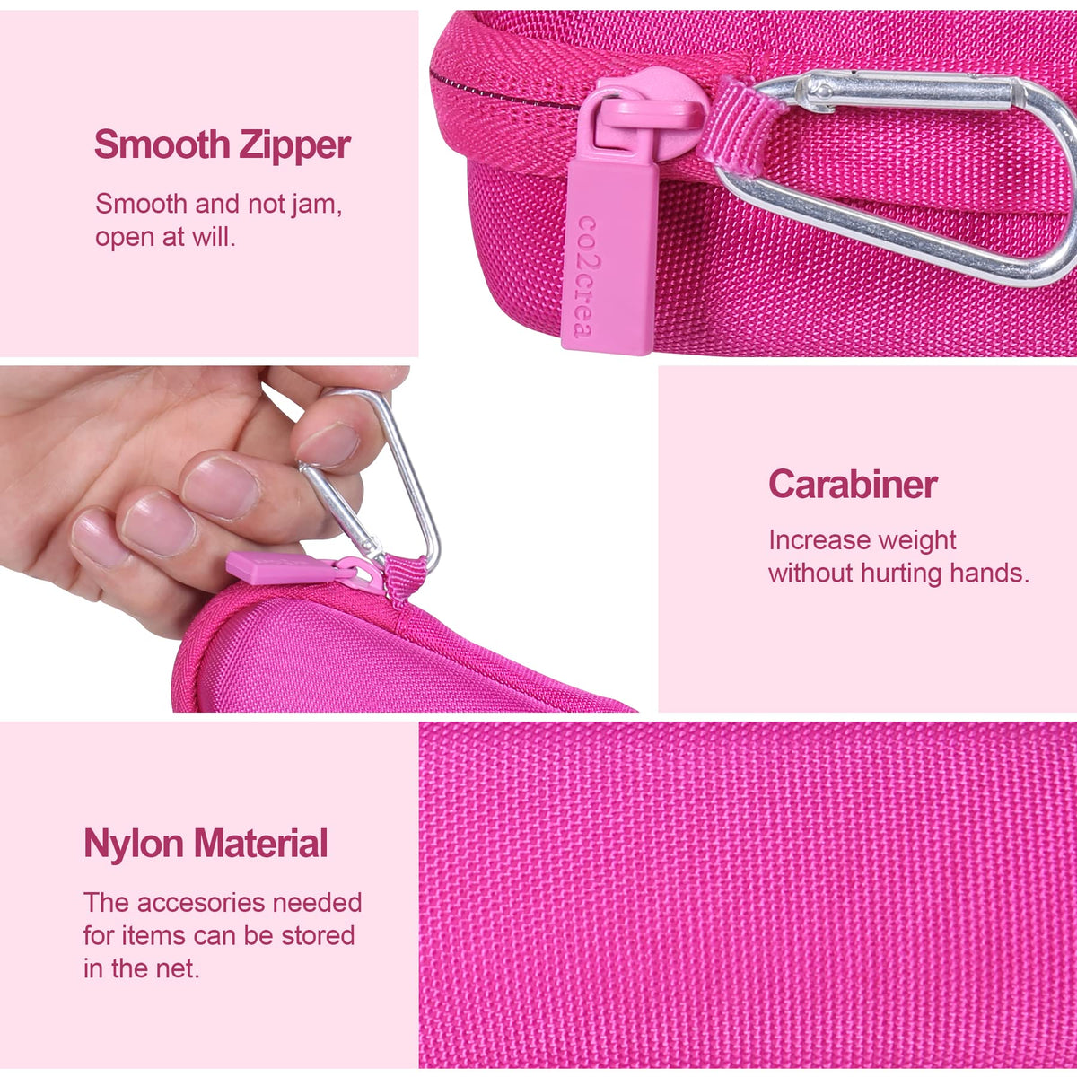 co2CREA compact personal care pouch tailored for female grooming devices and cosmetic travel safety