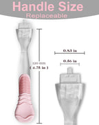 Waterproof pink replacement razor handle showing the textured anti slip grip pattern