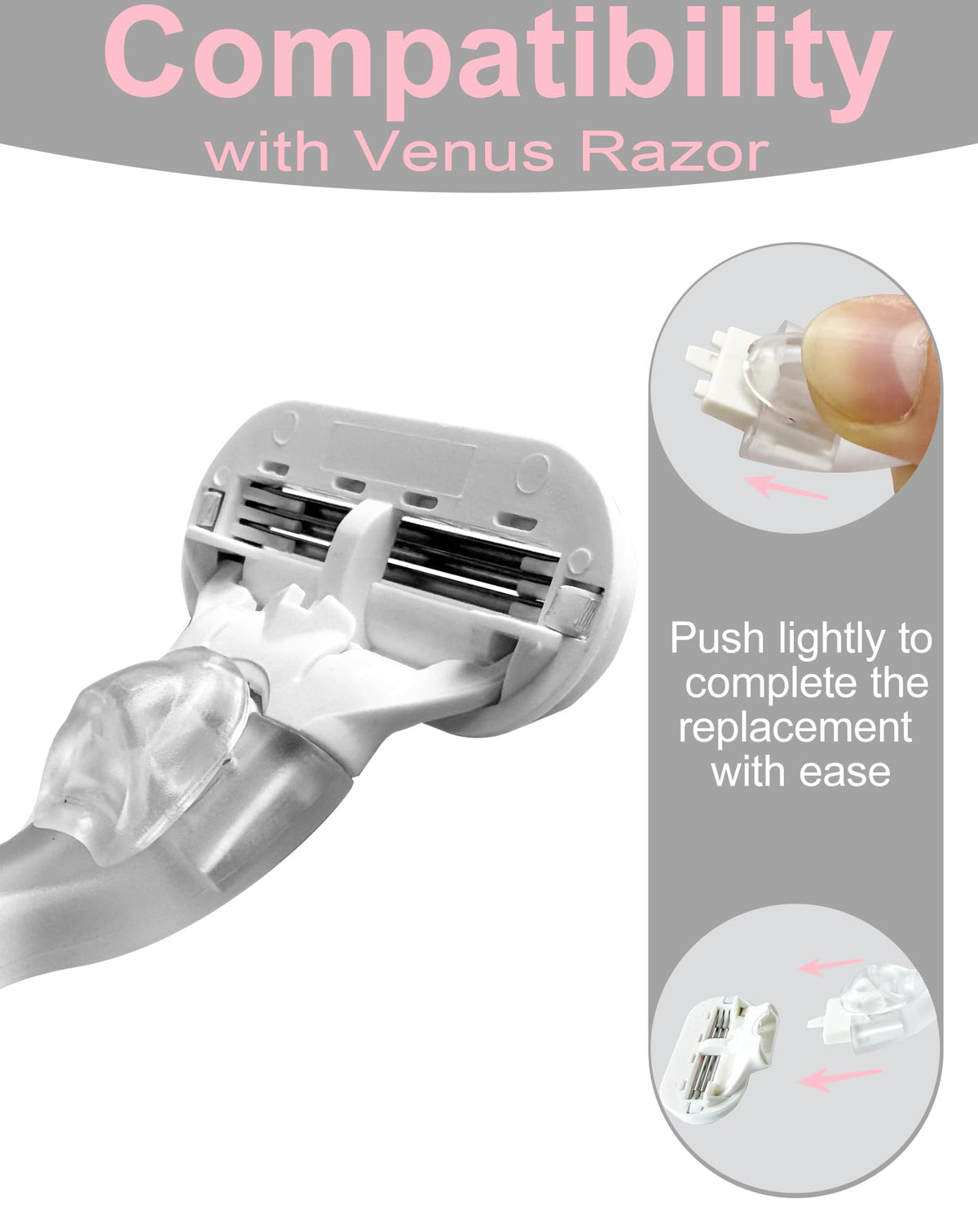 Side profile view of the lightweight ergonomic travel razor handle for women