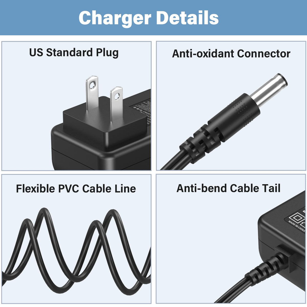 HIENADTOR AC adapter showcasing the UL safety certification markings on the casing.