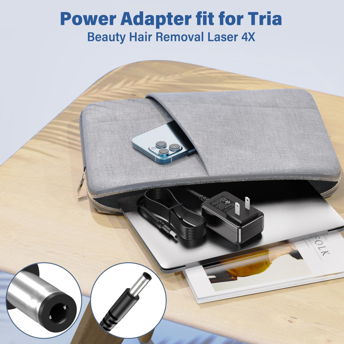 HIENADTOR five volt replacement adapter layout detailing the robust strain relief design.