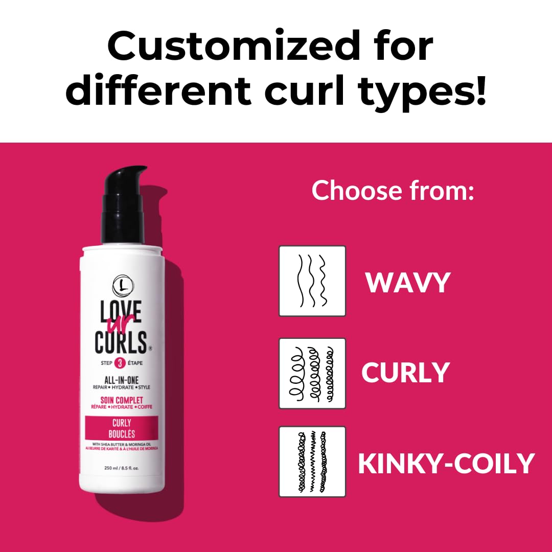 Love Ur Curls multi tasking hair styling cream for natural curly textures showing the back ingredients label.
