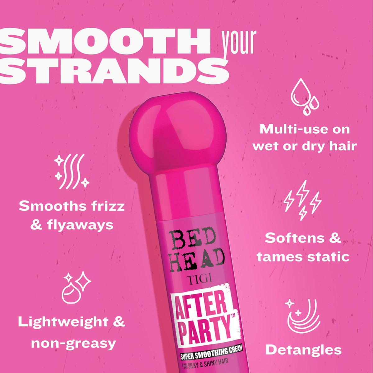 Lightweight texture of Bed Head by TIGI smoothing cream on palms for flyaway control