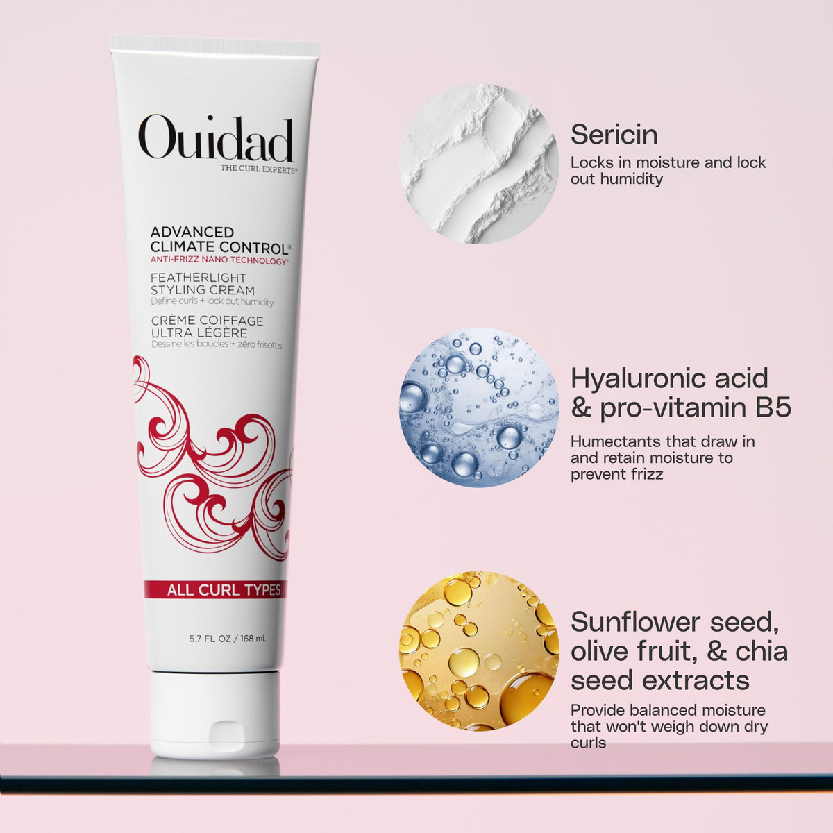 Ouidad curl defining cream for humidity protection and frizz control