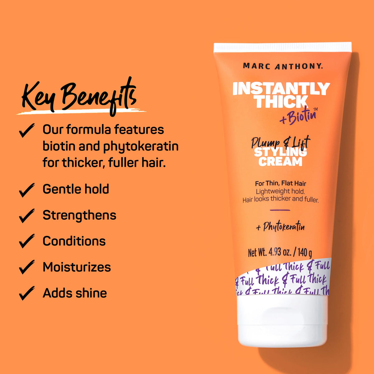 Marc Anthony volumizing styling cream for fine flat hair texture close up.