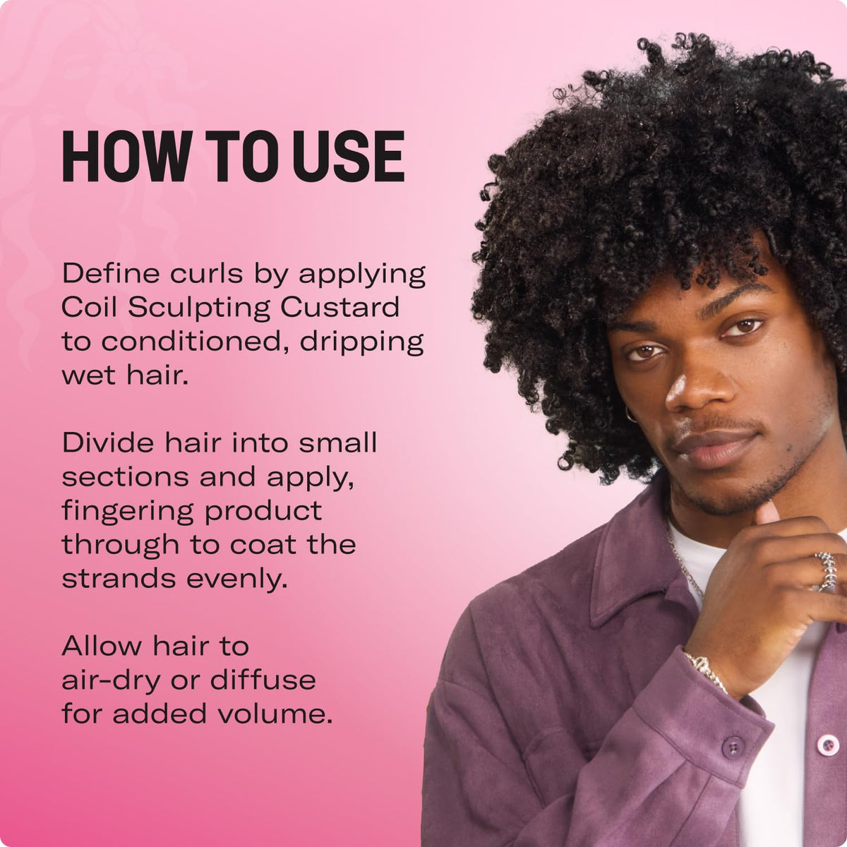 Texture view of Mielle Organics Pomegranate and Honey curl cream for coily hair styling