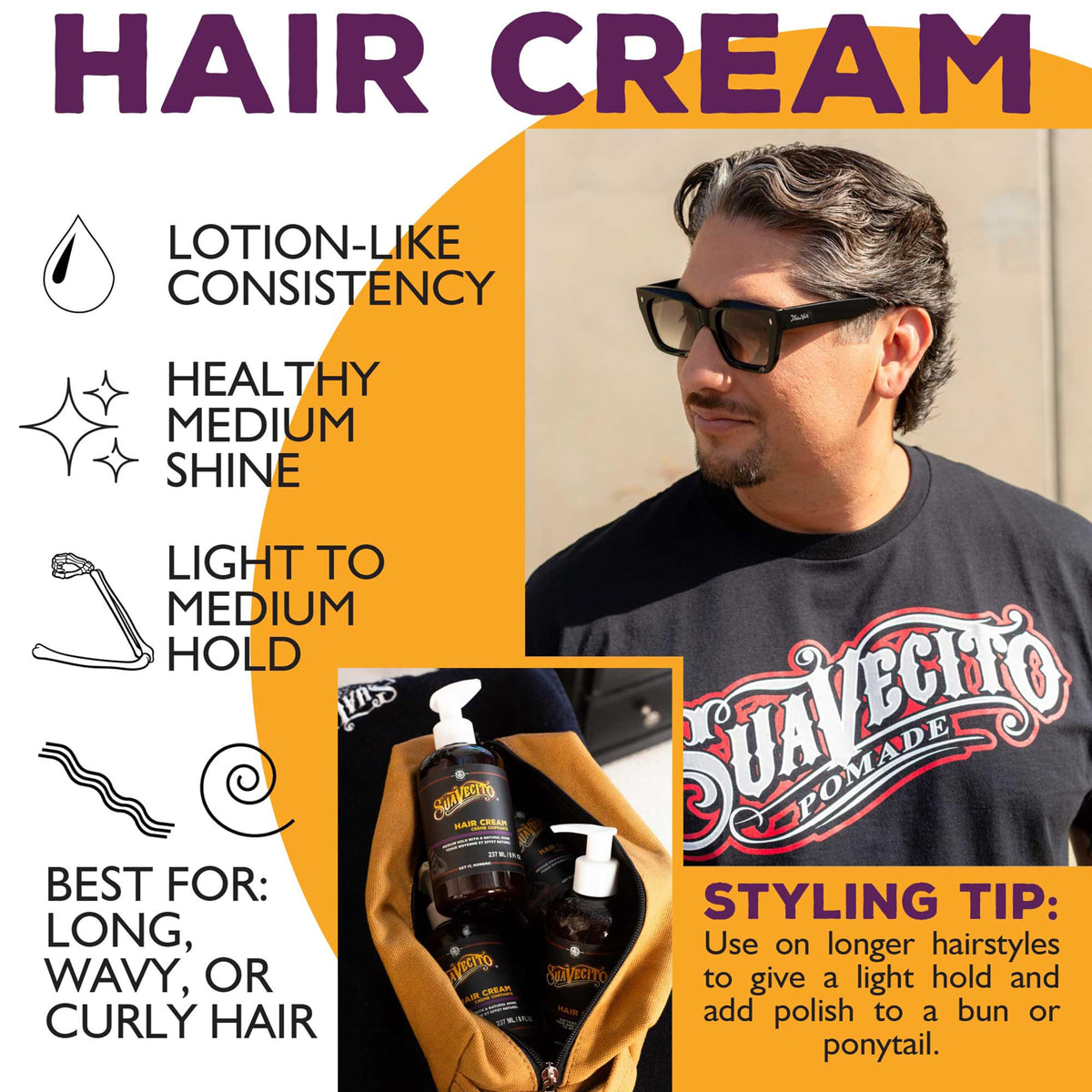 Suavecito light hold water soluble hair cream back label info
