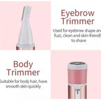 Demonstration of the waterproof eyebrow trimmer head being rinsed under running tap water.
