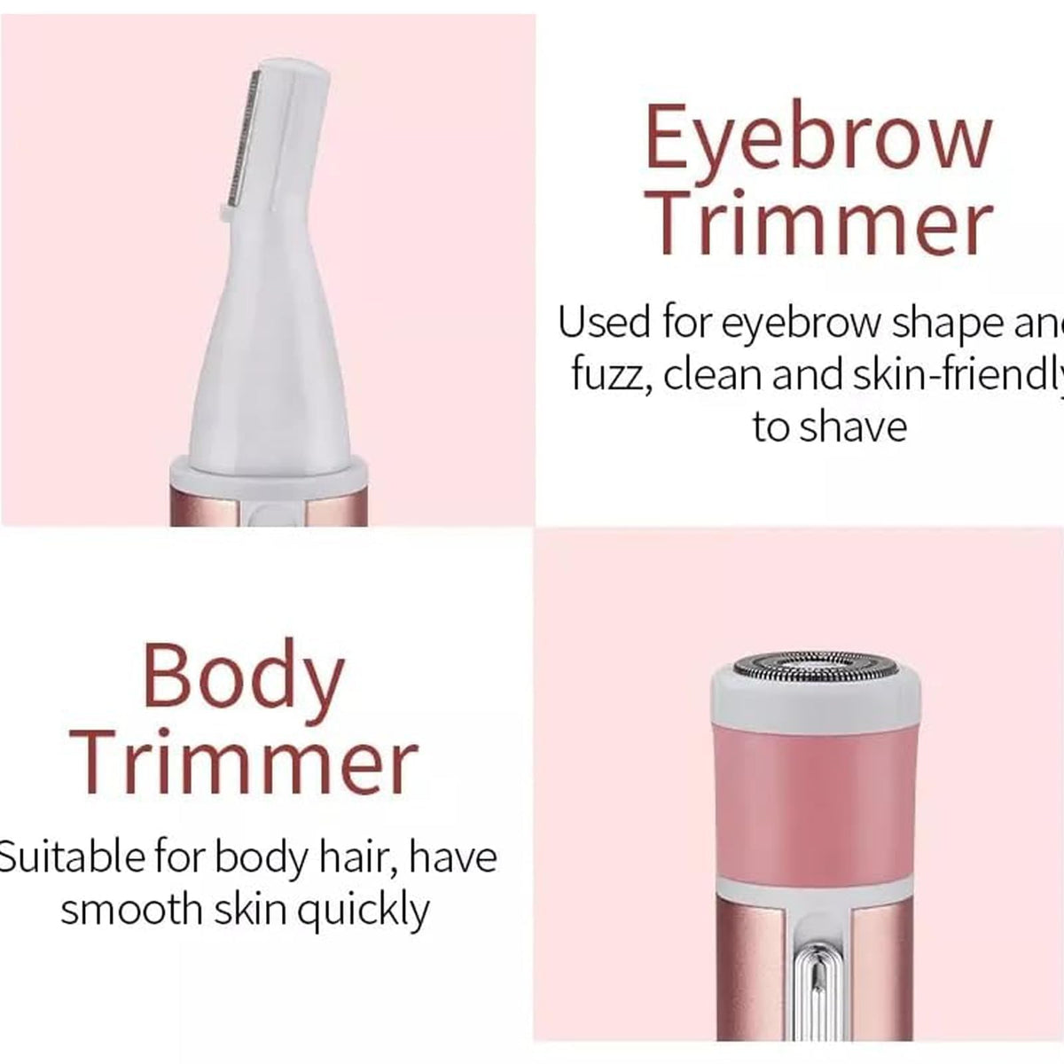Demonstration of the waterproof eyebrow trimmer head being rinsed under running tap water.