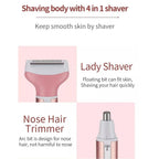 Side view of the portable rose gold electric shaver for women showcasing its ergonomic design.