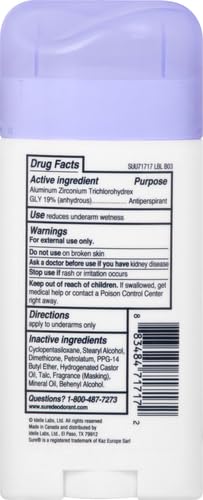 Sure 48 hour confidence unscented underarm deodorant packaging details