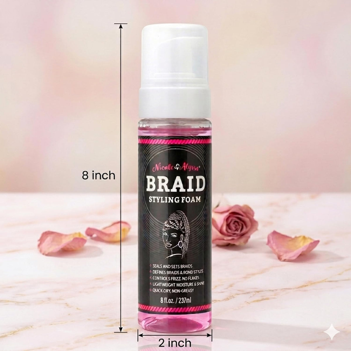 Nicole & Alyssa premium braid foam control mousse lightweight formula for twists and locs