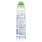 Dove cucumber green tea deodorant spray canister showing product details