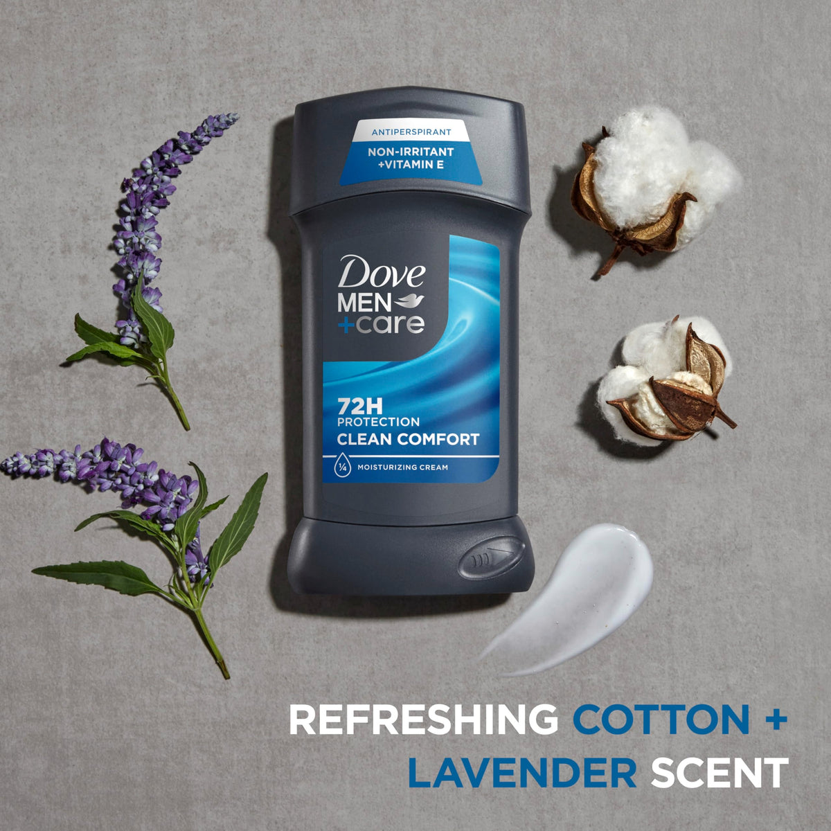 Close up view of the twist mechanism on the bottom of the Dove Men Care deodorant container