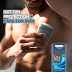 USA imported Dove Men Care Clean Comfort seventy two hour odor defense stick on a clean background