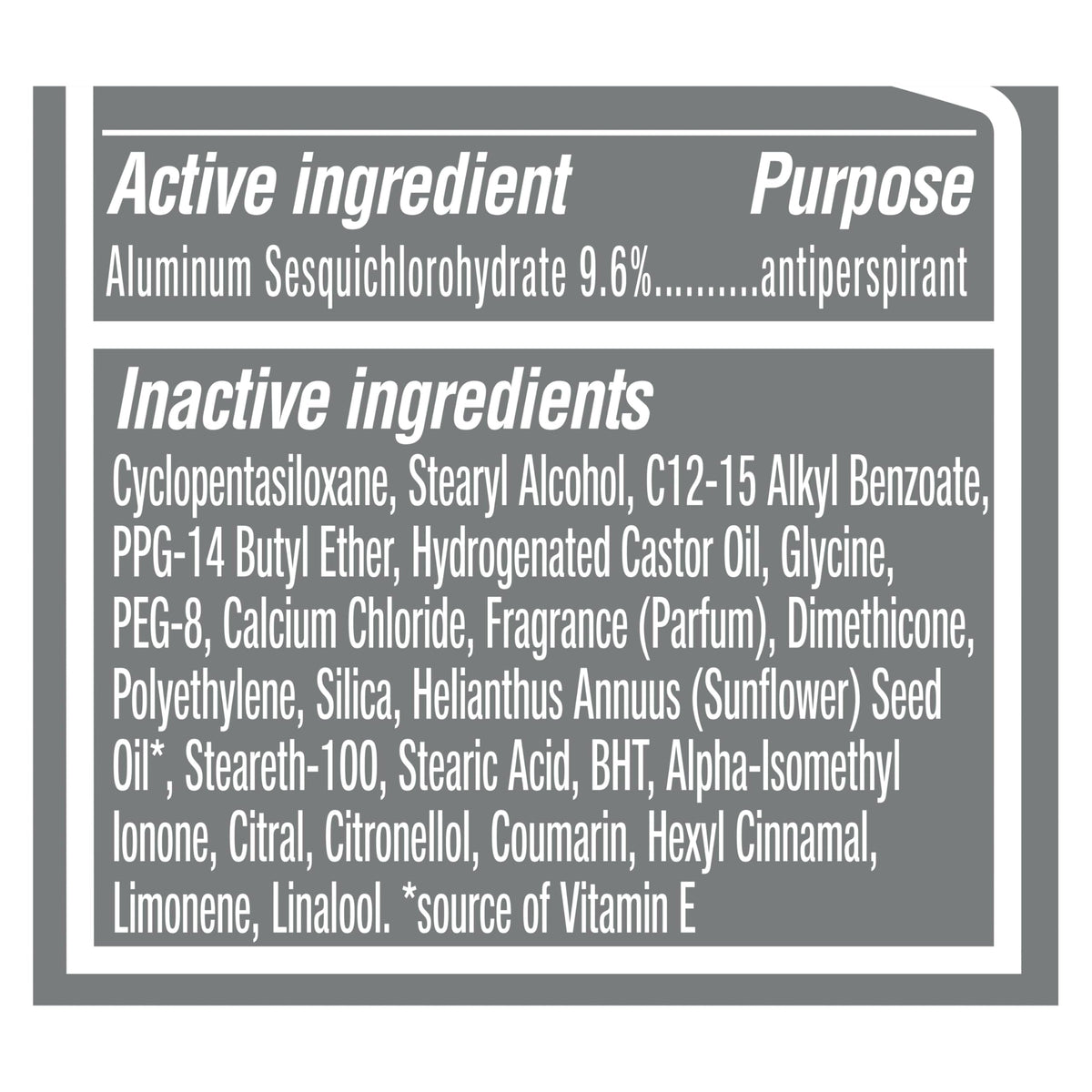 Dove Men Care cruelty free non irritant antiperspirant stick packaging details
