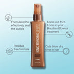 Authentic Brazilian Blowout anti frizz ionic bonding spray packaging details and bottle back view