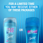Secret Outlast deodorant highlighting clear formula and pH balancing minerals text