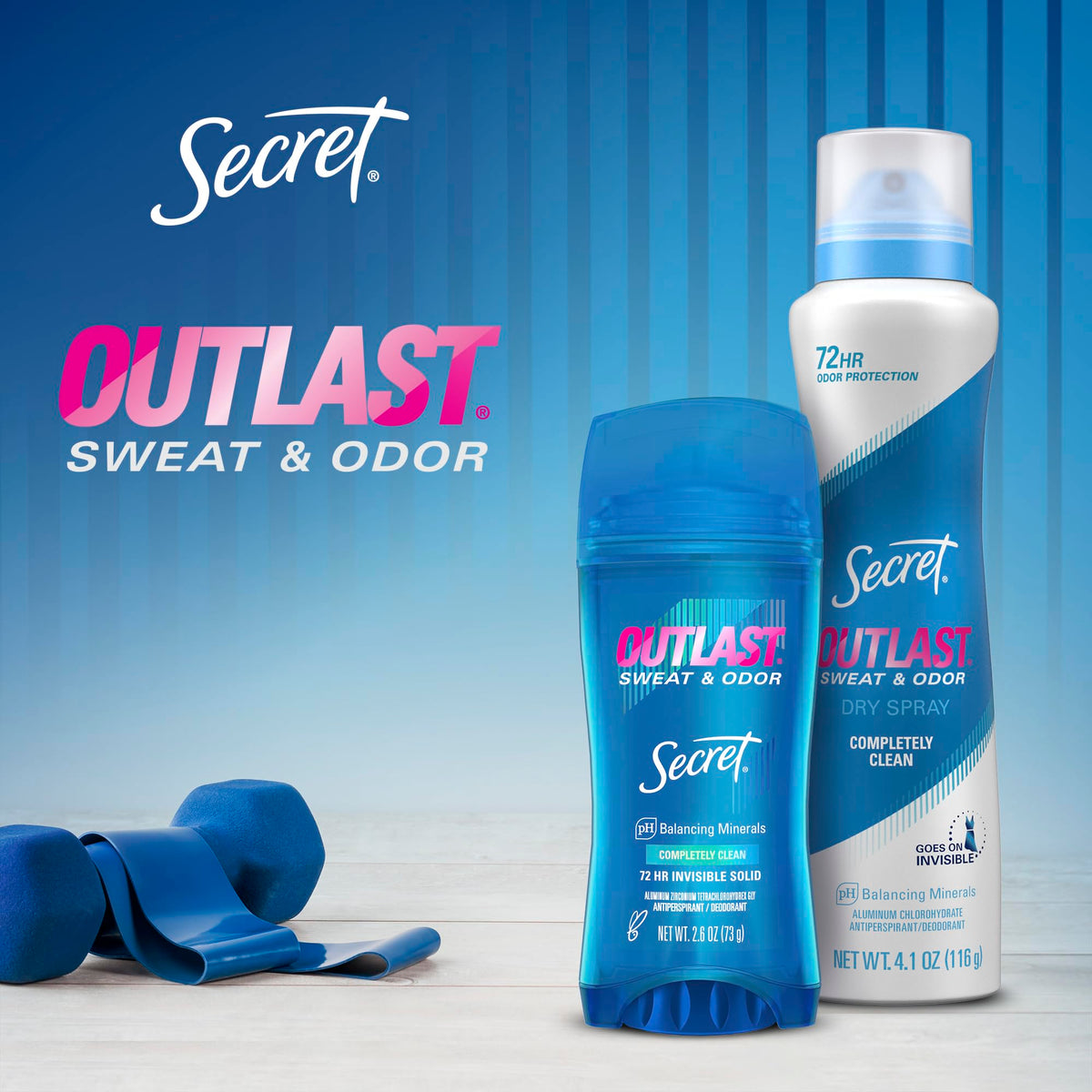 Secret brand long lasting 72hr protection female antiperspirant packaging view