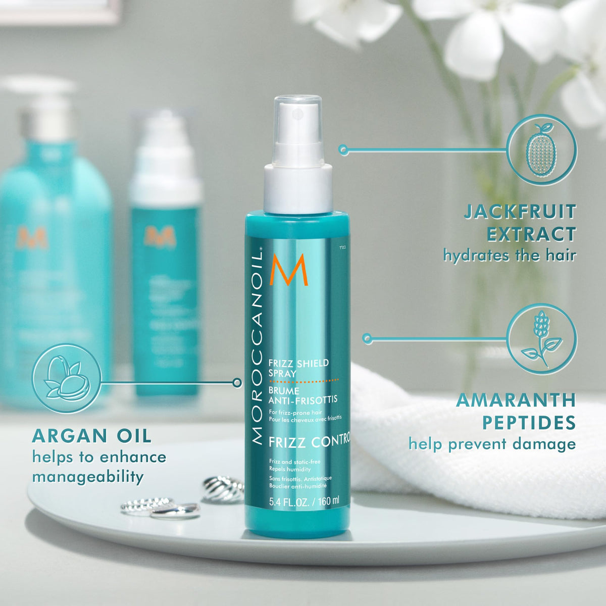 Moroccanoil humidity defense hair mist 160ml bottle close up