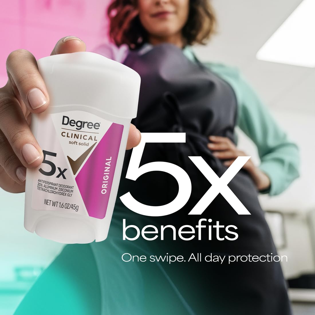 Degree original soft solid clinical protection cream stick showcasing the twist mechanism base.