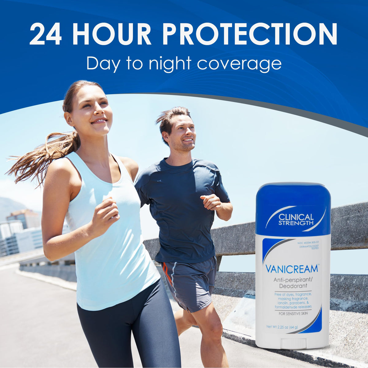 Underarm solid stick antiperspirant by Vanicream showing product text