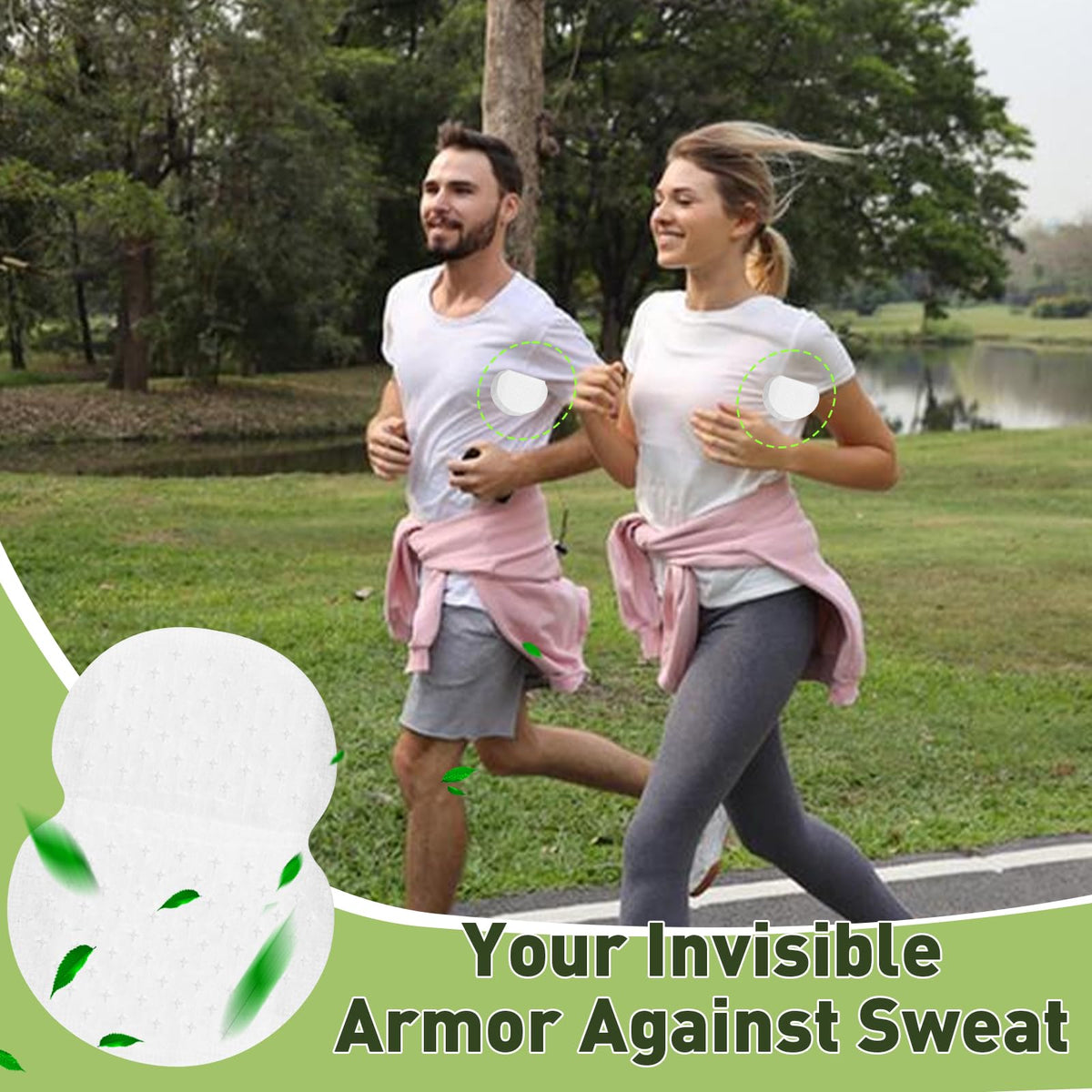 Disposable underarm sweat pads showing adhesive backing