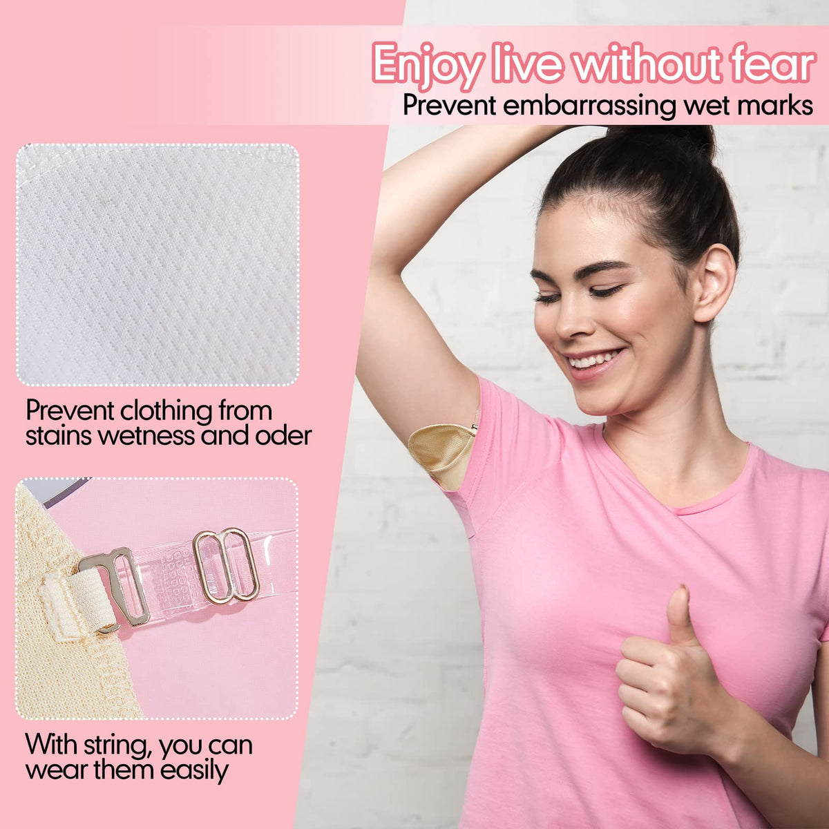 Nude and white sweat absorbent pads set