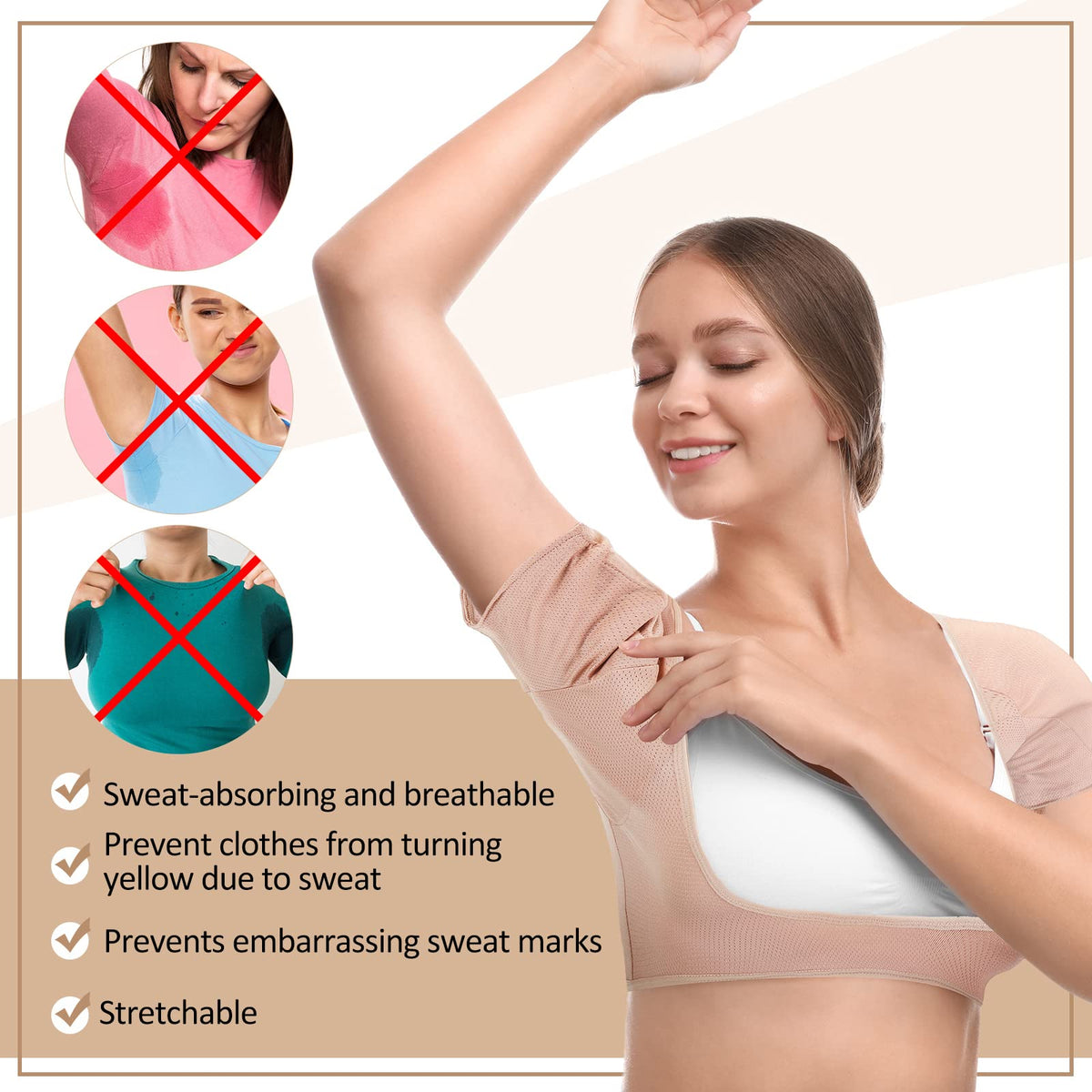 Close up of Handepo 3-layer moisture-wicking armpit fabric