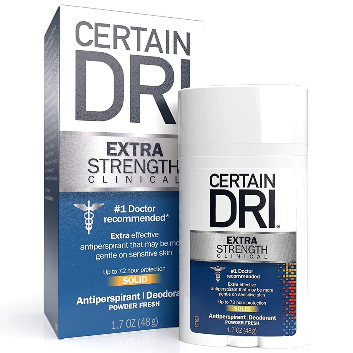 Certain Dri 1.7 Ounce sweat protection solid stick for excessive underarm perspiration