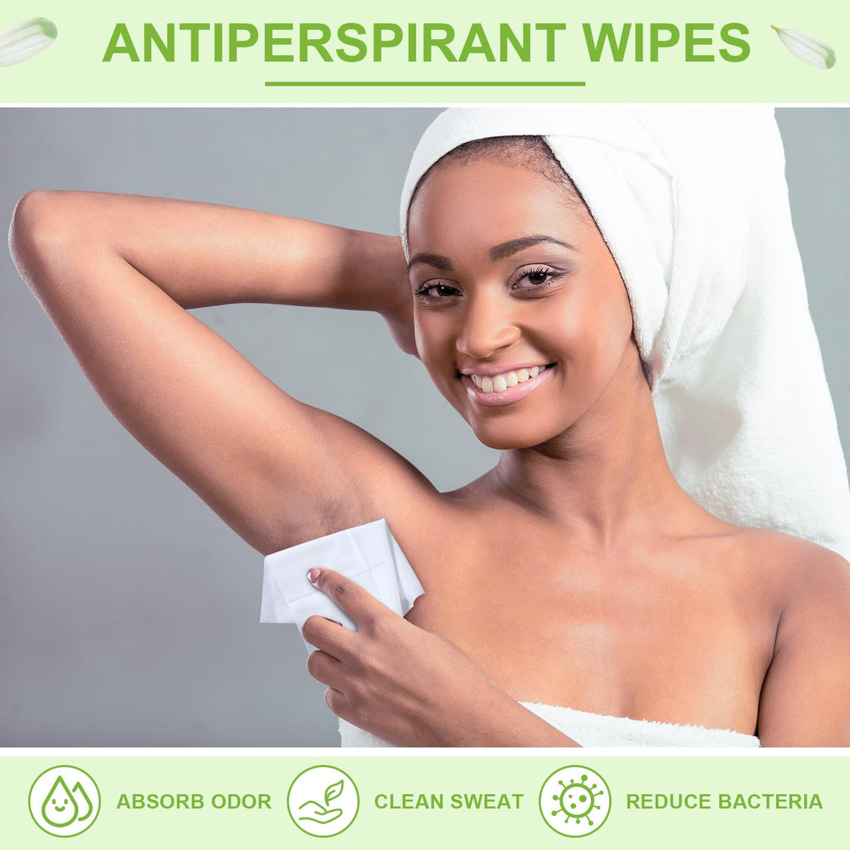 Timgle hygiene wipes being used for underarm sweat control