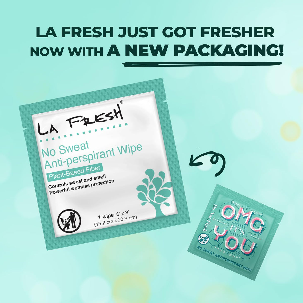 Close up of La Fresh individual antiperspirant wipe packet