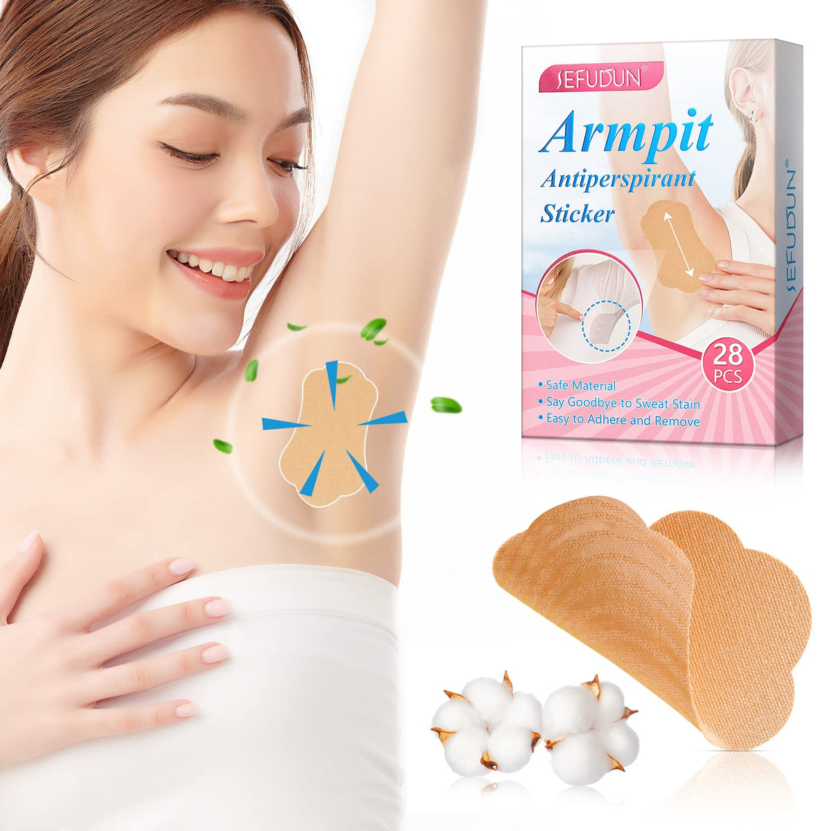 Disposable cotton armpit sweat pads for clothing protection