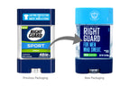 Right Guard Sport Edition clear gel forty eight hour protection deodorant product back label.