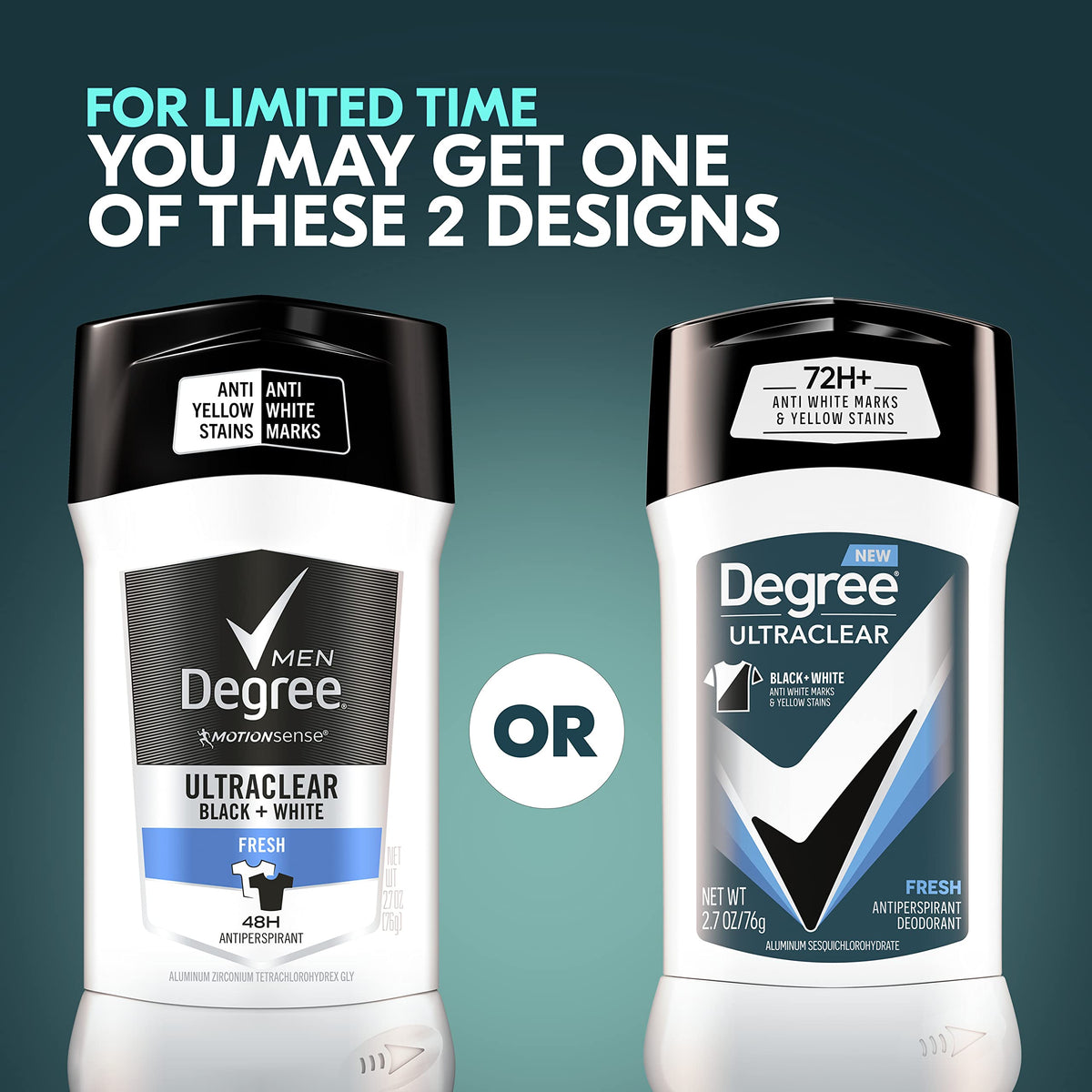 Degree Black and White anti stain technology deodorant for men