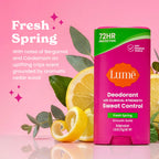Lume Deodorant Plus Sweat Control stick packaging details