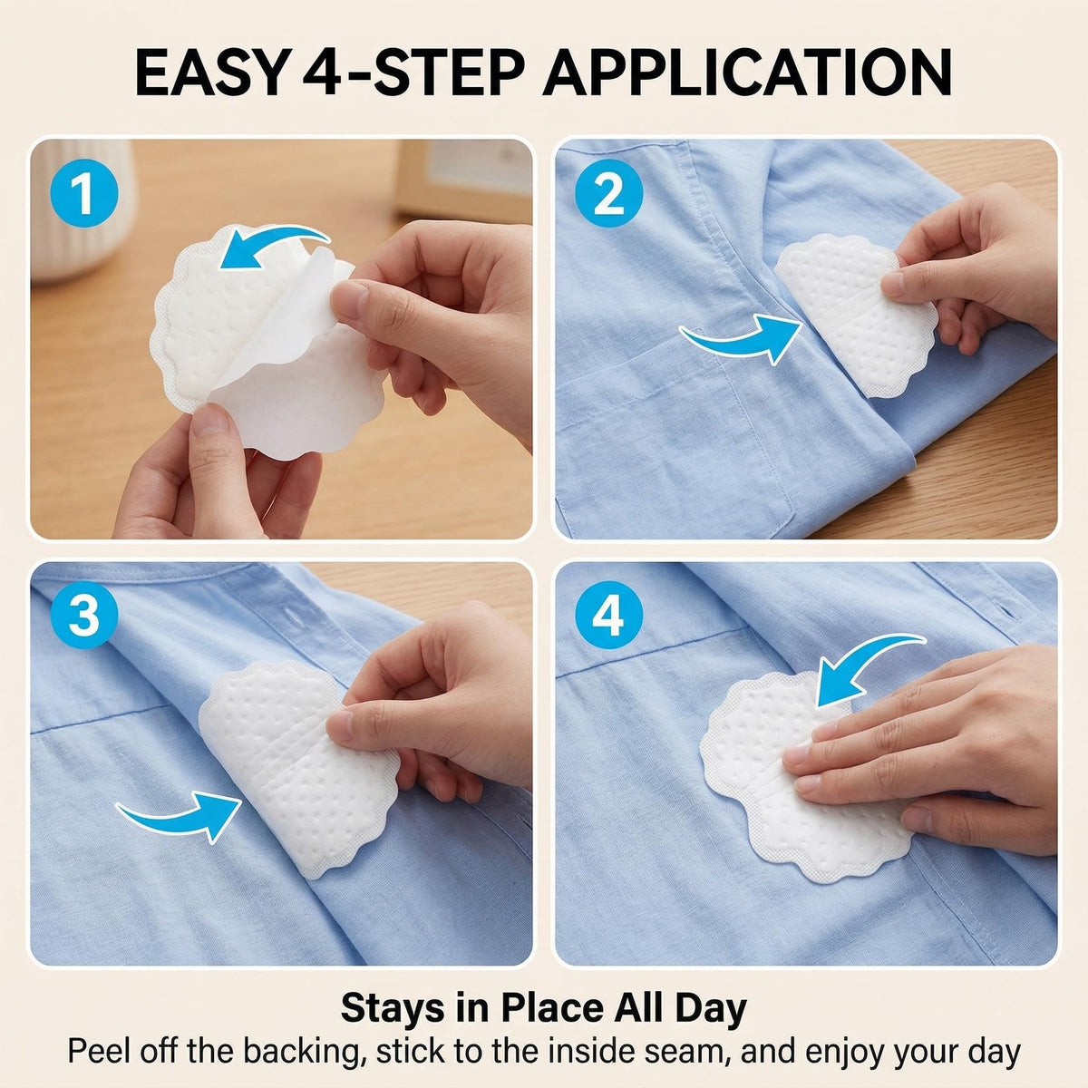 Close up of adhesive backing on Maqihan underarm pads