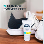 Side profile of SweatBlock antiperspirant lotion 50 milliliter packaging