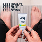 Texture demonstration of SweatBlock non-greasy antiperspirant lotion